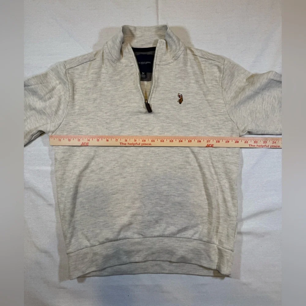U.S. Polo Association Men's Cream Zip Up Sweater